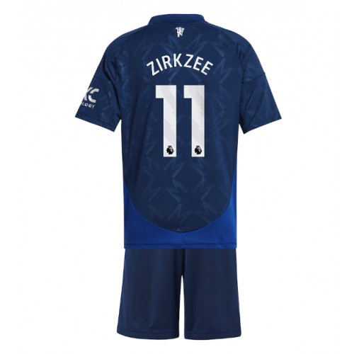 Fotbalové Dres Manchester United Joshua Zirkzee #11 Dětské Venkovní 2024-25 Krátký Rukáv (+ trenýrky)